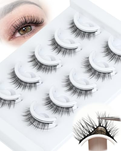 Obeyalash Ciglissime Press E Go Ciglia Press And Go Ciglia Finte 5 Pacchetto Parise Pre Glued Lashes Self Adhesive Eyelashes C Curl Non è Necessaria La Colla Corto Morbido e Confortevole (D02)