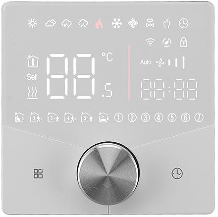 Fafeicy Affichage de Couleur Smart Digital Thermostat LCD avec Contrôle Précis pour le Chauffage du Sauna et du Sol (WHITE)