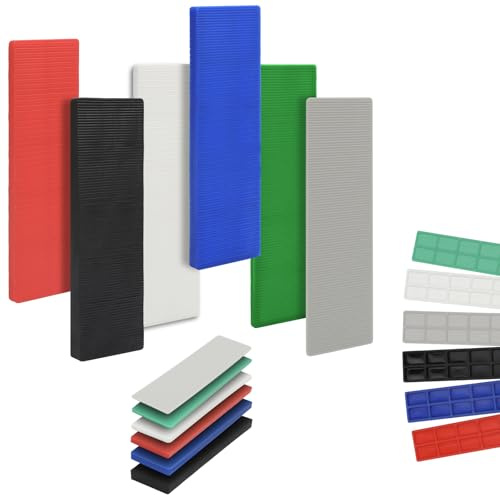 LFBEST 42 empacadoras planas de plástico para acristalamiento, empaquetadoras y cuñas de plástico de 28 mm x 100 mm, empaquetadoras de ventanas de plástico coloridas para bricolaje, mejoras del hogar