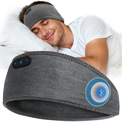 LC-dolida Bandeau Bluetooth Écouteurs Casque de Sommeil,Cadeaux pour Homme Femme,Les Mains Libres, Casque Dormir Doux avec Ultra-Fins HD Stéréo pour l'entraînement,Voyage,méditation,Yoga et détente | Tissu doux 4D, son impressionnant, confortable, portable pour voyager/méditation/yoga, excellent cadeau unisexe