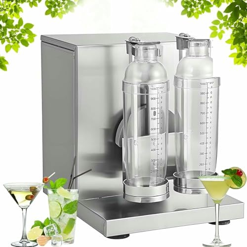 Máquina mezcladora de té con leche, máquina comercial eléctrica para té de burbujas con dos tazas de 1000 ml, mezcladora de batidos ajustable de 0 a 180 s, para té de burbujas, té boba, jugo y café