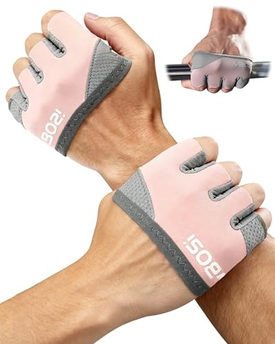 FitDA Guanti Allenamento Uomo Donna, Guanti Fitness per Bodybuilding, Palestra e Sollevamento Pesi, Traspiranti e Antiscivolo, Imbottitura per Presa Sicura e Comfort (rosa, M)