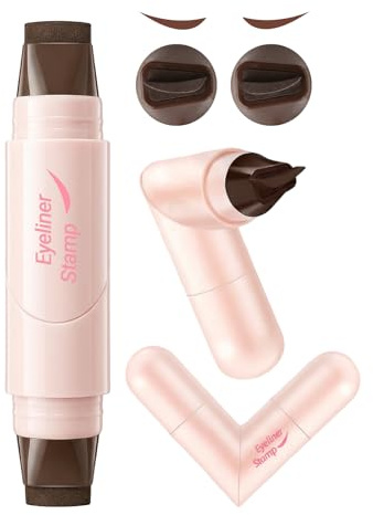 Erinde Eyeliner-stämpel, automatiskt infällbar, snabbtorkande och långvarig, vattentät och torksäker, matt eyeliner, kattöga flytande eyeliner för nybörjare, brun