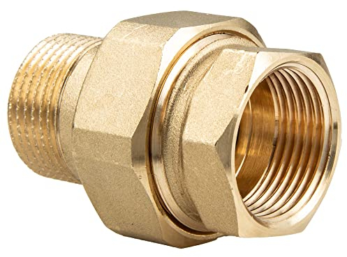 tecuro Raccordo a vite in ottone conico IG x AG 3/4 pollici con O-ring resistente alle alte temperature, ottone CW617N secondo il regolamento dell'acqua potabile 50930-6