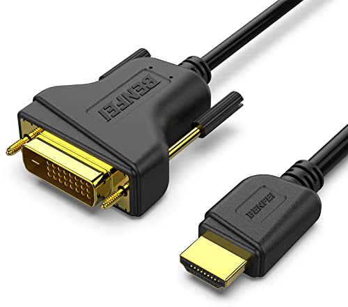 BENFEI HDMI auf DVI Kabel, 3 m bidirektional DVI-D 24+1 Stecker auf HDMI-Stecker, Hochgeschwindigkeitsadapter, kompatibel mit 1080P Full HD, kompatibel mit Raspberry Pi, Roku, Xbox One, PS4, PS3