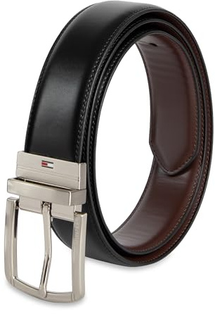 Tommy Hilfiger Men's Reversible Leather Belt - Casual for Mens Jeans Accessory, Rich black/Brown, Medium (34-36)
