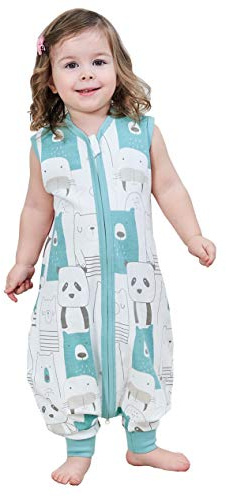 Chilsuessy Baby Sleeping Bag with Feet Summer Baby Sleeping Bag 100% Cotton 0.5 Tog Summer Kid Sleeping Bag with Feet for Infant Toddler sleeveless, Panda, 80cm/2-3 Years