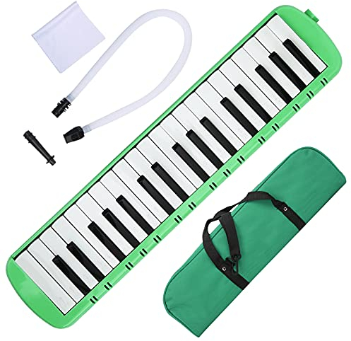 Melodica 37 Keys Keyboard Wind Musikinstrument für Musikliebhaber Anfänger Berufsausbildung(Grün), Blasinstrument