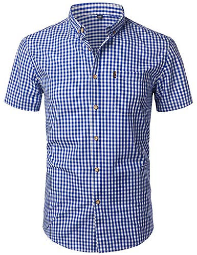 Sinyales skjorta herr kortärmad – skjorta herr kortärmad – rutig bomull skjorta casual slim fit herrskjortor knapp up herr klänning skjortor affärer män mjuk bekväm skjorta chemise