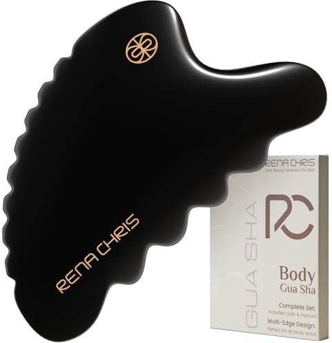 Rena Chris Outils Gua Sha pour le Corps, Outil Pierre Bian GuaSha Naturel, Bâtons de Massage Manuels pour Sculpter la Mâchoire et Réduire les Poches, Masseur de Soins de la Peau pour Tout le Corps