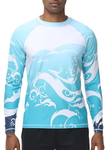 VAYAGER Camisetas de baño para Hombre UPF 50+ Rash Guard Camiseta de Manga Larga de Secado rápido Loose Fit Camisetas de protección UV para Pesca en el Agua