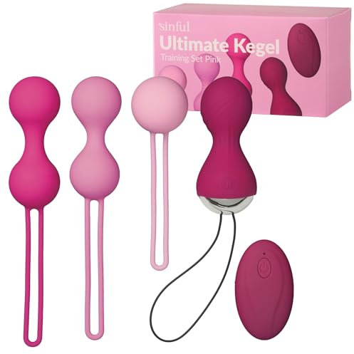 Sinful Ultimate Kegel Trainingsset - Kegel Trainingsset mit Liebeskugeln Sexspielzeug - Liebeskugeln Beckenboden Training Anfänger - Beckenbodentrainer für Frau - Liebeskugeln mit Vibrationen - Pink