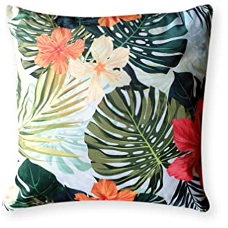 4L Textil Dekokissen 40x40 Garten Kissen Gartenbankauflage Hollywoodschaukeln Bankauflage Bankkissen (Kissen(40x40 cm), Blumen Grün)