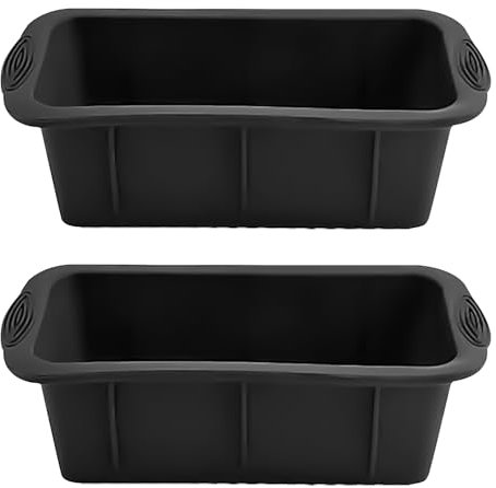 YXHZVON 2 Pezzi Stampi Per Pane in Silicone, Stampi per Cottura del Pane Stampo Rettangolare Antiaderente per Fare il Pane e il Plumcake - 25 x12.5 x 6.6 cm(Nero)