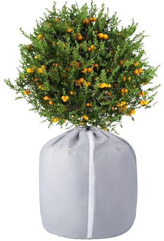DIELOVEHUA Sac Antigel pour Plantes en Pot 45 x 50 cm, Housse Hivernage Plante, Housse de Protection pour Plantes,Protection Hivernale pour Plantes avec Fermeture Éclair et Cordon de Serrage