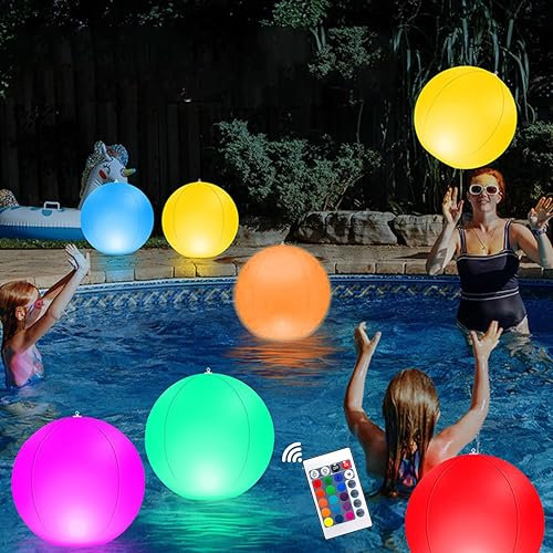 Fancysky Lampade Piscina, Lampada a Sfera a Led con Telecomando - Palle Luminose per Piscina a 16 Colori, Luci per Piscina Subacquea per Piscina, Feste in Piscina, Spiaggia e Giardino
