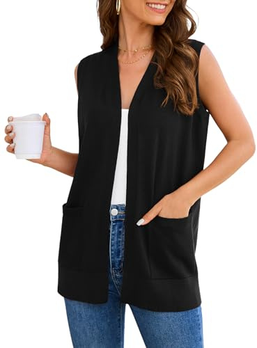 Wiwclo - Veste en tricot pour femme - Cardigan à manches longues - Veste d'affaires décontractée et douce avec poches douillettes (S-3XL), 3XL
