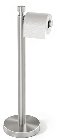 YUMORE Toilet Roll Holder Free Standing Pedestal Toilet Paper Stand sus L | Stainless Steel Toilet Paper Storage Dispenser Floor Toilet Tissue Roll Holder for Bathroom WC, Anti-slip Weighted Base