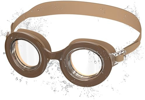 Ambienden Gafas Natación Niño Gran Angular, Antivaho y UV, Ajuste Rápido, Sello Silicona, Unisex Niños 3-10 Años, Brown