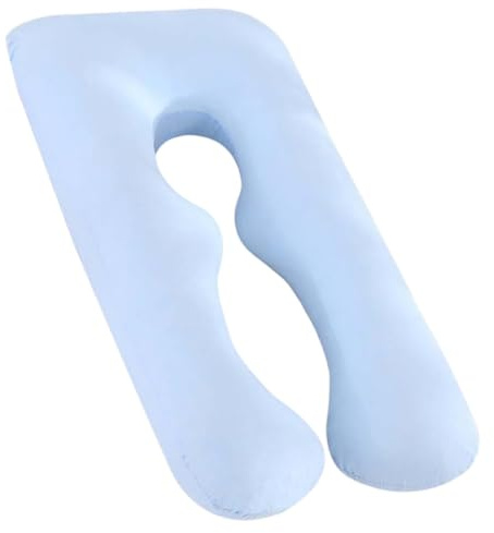 BAZEITFLOW Funda Almohada Embarazo Forma U, Soporte Lateral Maternidad | Cubierta Lavable Algodón Azul, Regula Temperatura, Soporte Cuerpo, No Destiñe
