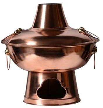 Pentola calda a carbone, fatta a mano in rame, pentola di montone per autentica esperienza asiatica Hotpot