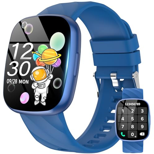 Ucani Smartwatch Bambini, Orologio Fitness Tracker 1.75 con 100+ Modalità Sportive, Contapassi/Sonno/Cardiofrequenzimetro, Giochi, Sveglia, IP68 Regalo per Bambino Bambina Ado 10-18 (Blu)