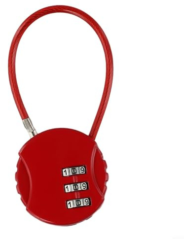 Besttoolifes Cadenas à combinaison à 3 chiffres robuste en alliage de zinc pour vélo avec câble en acier revêtu de PVC (rouge)