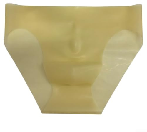 Mutande da uomo in lattice senza cuciture con vita bassa e mutandine in gomma trasparente per una vestibilità sicura e comfort (L beige)