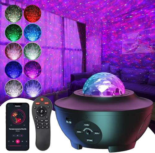 Dempower Galaxy Projector, Starry Night Light, LED Colour Changing Galaxy Lamp with Remote Control, Nebula & Star Effects Night Light Projector for Bedroom, Aurora Ambient Lighting for Kids and Adult