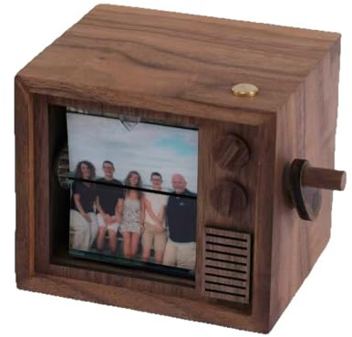 Boîte à musique portable en bois à manivelle avec 16 photos rotatives et lumière lumineuse pour mariage