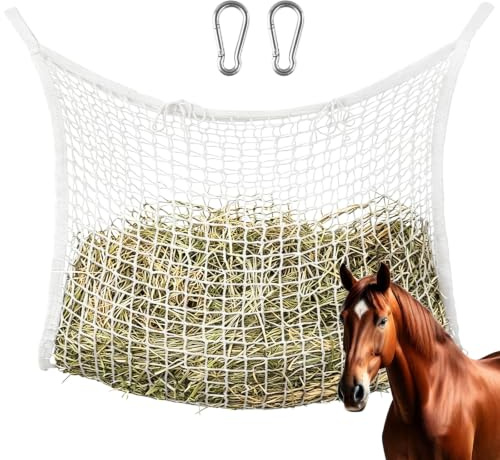 Filet A Foin pour Chevaux 120X90 CM, Filet A Foin Chevaux, Filet A d'alimentation avec 2 Mousqueton, Filet A d'alimentation pour Cheval, Filets À Foin pour Chevaux,capacité de Remplissage 10 kg