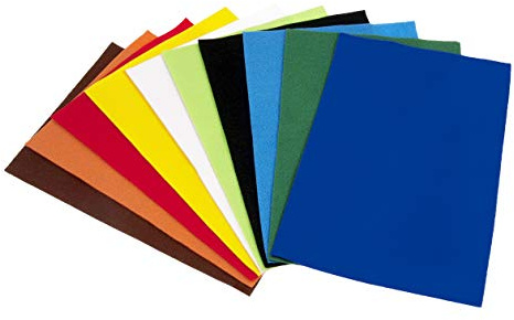 Craft Acrylic Felt Pack, 10 Assorted Colours, 20 x 30cm