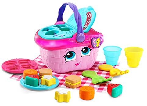 LeapFrog 603603 Shapes & Sharing Picnic Basket Baby Toy Educational and Interactive 16 Pieces for Creative and Learning Play For Boys & Girls 6 months, 1,2,3 Year Olds, Pink, One Size