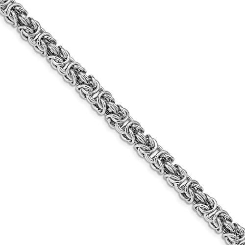 6 mm 925er Sterlingsilber, rhodiniert, mit 1,2 cm Verlängerung, byzantinisches Armband, 18 cm – Gliederarmband für Damen, Einheitsgröße, Metall Silber Metall Rhodium Silberfarben, Kein Edelstein