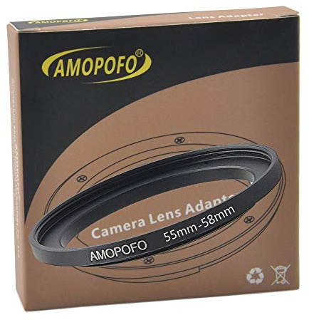 Anillo adaptador de filtro Step Up de 55 mm a 58 mm, de metal, para objetivo de cámara con rosca de filtro de 55 mm a anillo de filtro de 58 mm