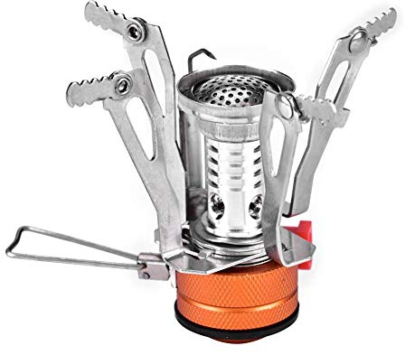 Réchaud à gaz de Camping Portable en Alliage d'aluminium Mini brûleur de cuisinière à gaz léger pour la Cuisine en Plein air Camping Pique Nique randonnée randonnée[Argent]