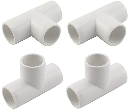 SDTC Tech 4 Stück 1,9 cm T-Stück PVC Fitting 3 Wege Möbel Grade Rohrbogen Verbinder für DIY PVC Regal Garten Stützstruktur Lagerung Rahmen