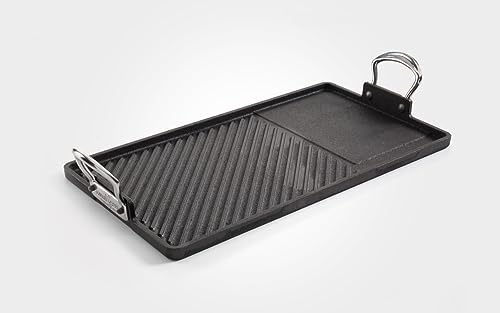 Samuel Groves Cast Iron Double Burner Griddle 45cm x 25cm Britannia Recycled Cast Iron Frying Pan Skillet Cookware Range UK Made