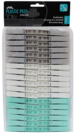 JVL Strong Rust Resistant Clothes Peg, Pack of 36, Aqua (19-280)