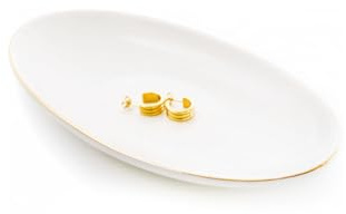 HANKOR Ceramic Key Bowl for Entryway Table, 7 x 4 Key Dish Tray Catch All Bowl, Small Decorative Bowl for Key Jewelry Ring, White