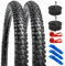 YunSCM 2Pcs 60TPI Nylon Pannensicher 27.5 Zoll Reifen 27.5X2.10 Mantel 54-584 und 2Pcs 27.5 Schlauch FV48mm Ventil kompatibel Mountainbikes Citybikes 27.5x2.10 27.5x2.125 Faltbar Fahrradreifen