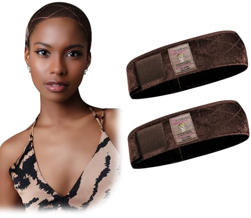 Dreamlover Bandeau Perruque Antidérapant, Bandeau Anti-glisse Perruques Femme, Marron Foncé 2 Pièces