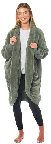 Daisy Dreamer Womens Cardi Gown Robe Ladies BathRobe House Coat Comfort Dressing Gowns Overcoat Long Sleeve Robes Warm Cosy Loungewear with Pockets (UK, Alpha, S, M, Regular, Regular, Sage Green)
