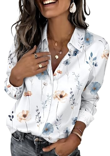 Zeagoo Long Sleeve Shirts for Women Casual Fashion Clothes Floral Blouses Button Up Dressy Tops Ladies Work Outfit