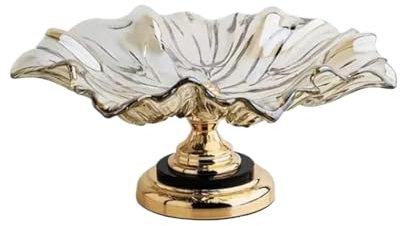 YGLEEULI Coupe à Fruits en Verre Cristal Assiettes à Fruits en Verre Cristal, Table Basse de Salon, Plateau à Fruits, décoration de la Maison(Bronze)