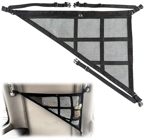 Filet Rangement Voiture Toit Double Couche, Triangle Filet de Rangement pour Voiture Toit Universel Plafond de Voiture Bagages Filet Sac pour Voiture Jeep Van SUV Filet Coffre Voiture, Noir, 70x50cm