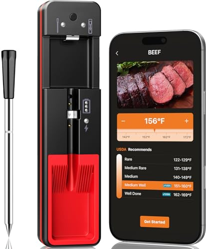 AYMDKI 2026 Upgraded Smart Wireless Meat Thermometer 6 Sensors Accuracy Digital Food Thermometer 0.5S Instant Read, IP67 Waterproof for BBQ, Grill, Smoker, Oven, Air Fryer
