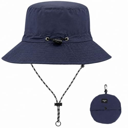 RubyTint Waterproof Bucket Hat Women & Men, Khaki Foldable Wide Brim Sun Hat with Adjustable Drawstring, Lightweight Quick-Dry UV Protection for Travel, Beach, Hiking, Fishing & Camping