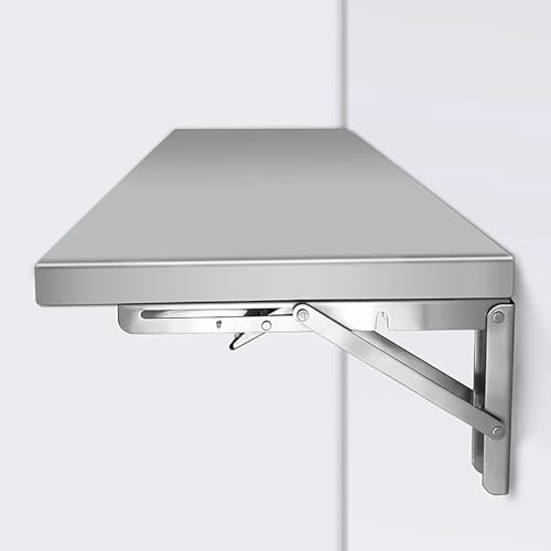 Fällbar vägghylla i rostfritt stål, platsbesparande bärbar dator skrivbord arbetsstation, nedvikbar design för studier, sovrum eller badrum, 90 x 30 cm