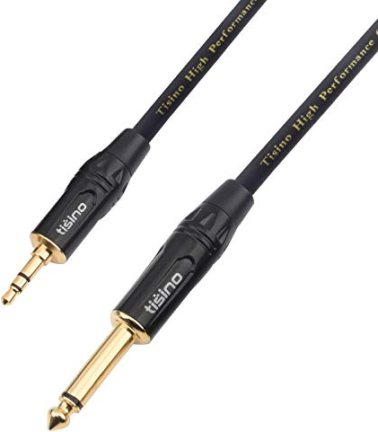 Tisino 6.3mm Jack TS Mono to 3.5mm TRS Mini Stereo Jack Interconnect Cable (Mono to Stereo)- 3m/10feet